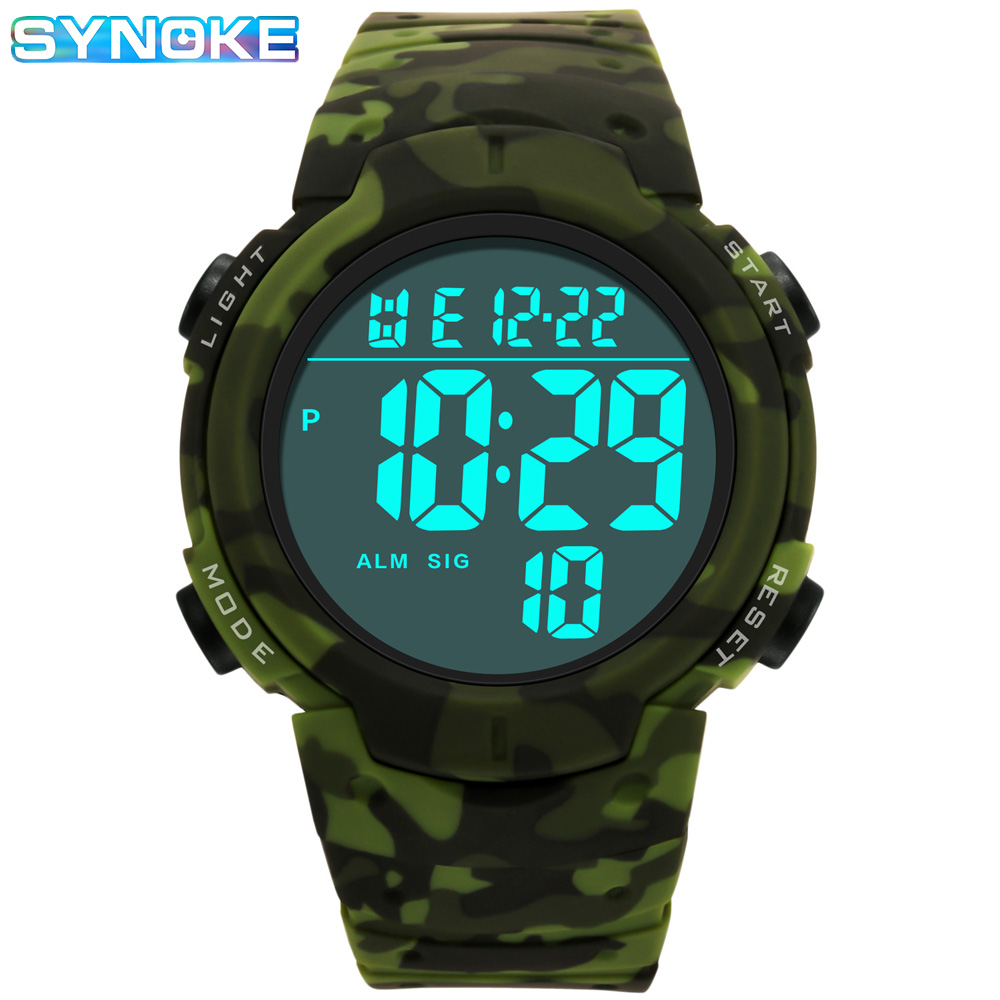 Canvas Strap Watch - Camouflage Elektronisch Horloge Heren Synoke Merk