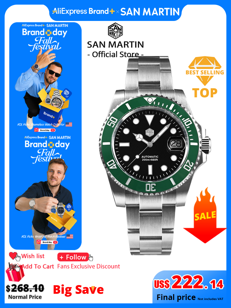 Rolex Watch Submariner - San Martin Nieuwe 40mm Water Ghost